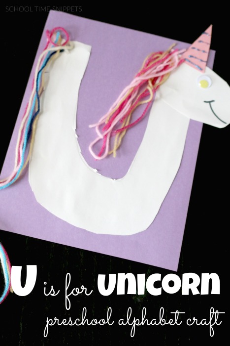 Letter u unicorn craft school time snippets