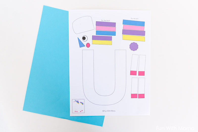 Printable letter u craft unicorn