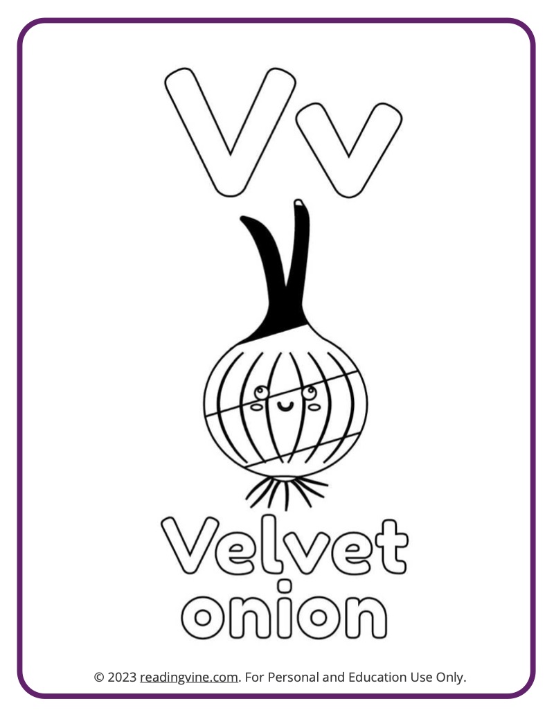Letter v coloring pages
