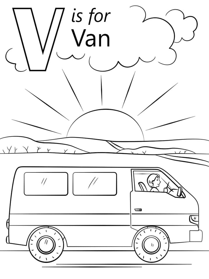 Letter v coloring pages