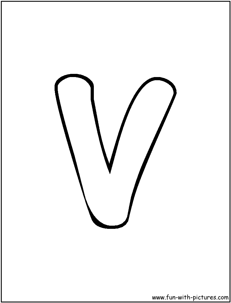 Bubble letter v coloring page