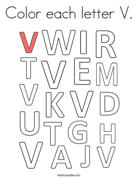 Color each letter v coloring page