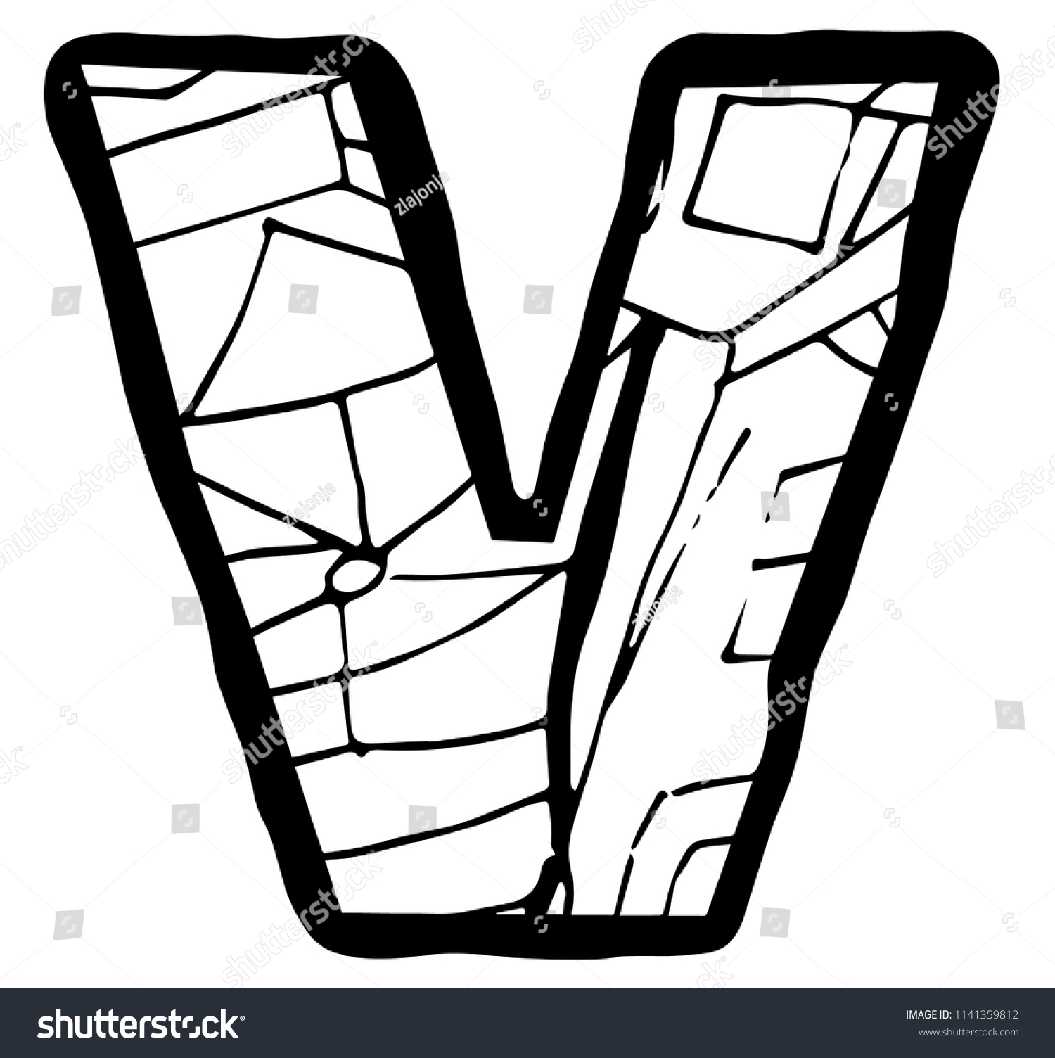 Letter v coloring page stock vector royalty free