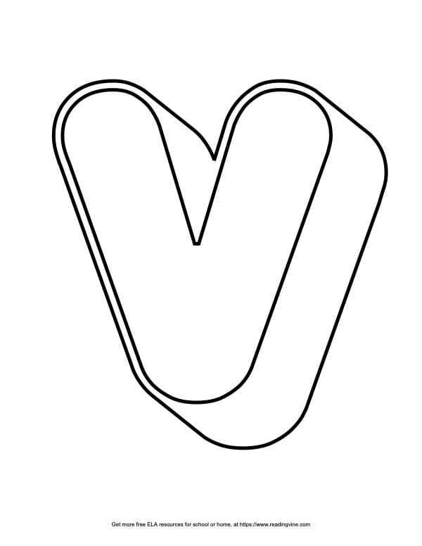 Round outline capital bubble letter v image