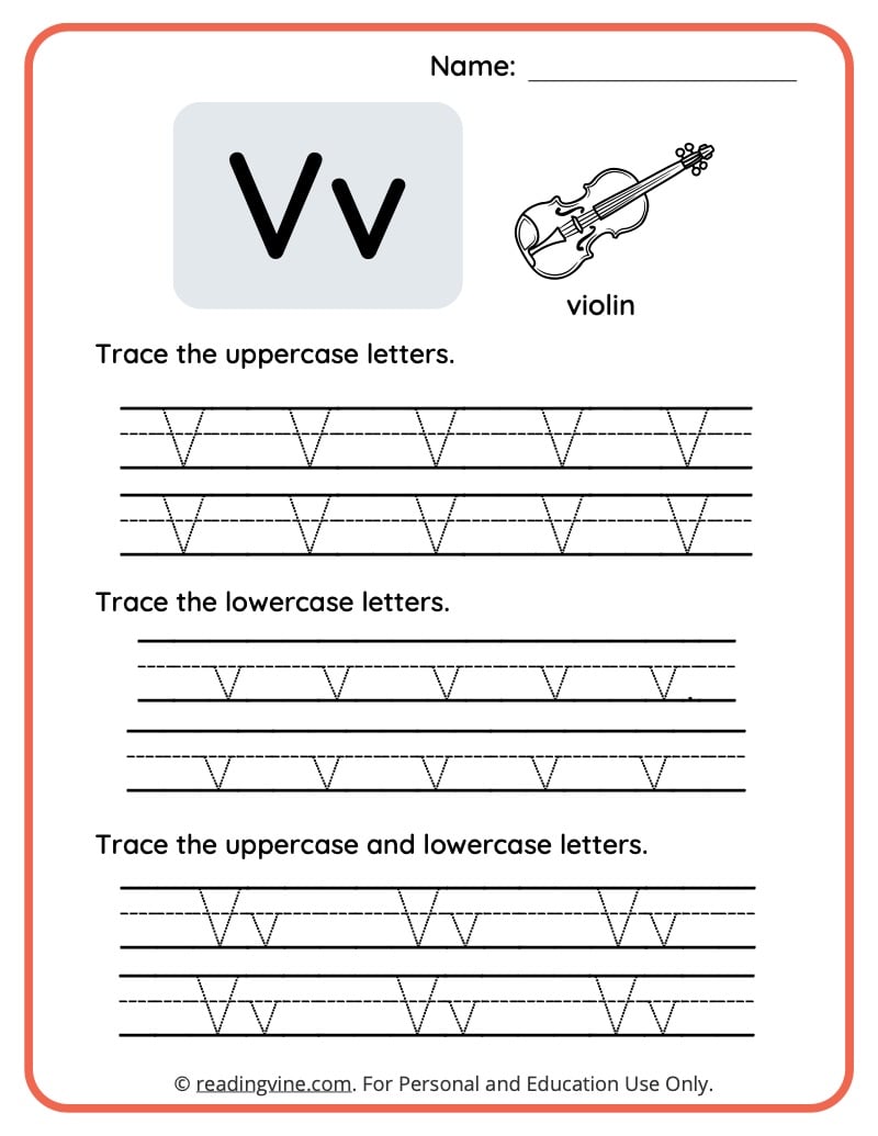 Letter v worksheets for preschool free printable