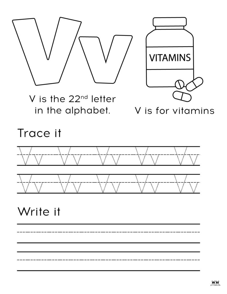 Letter v worksheets