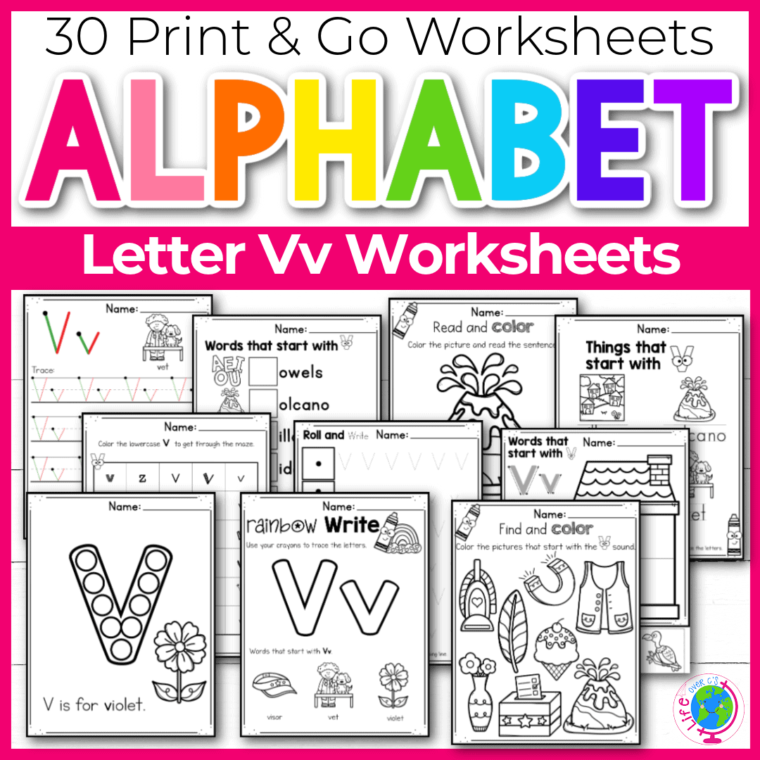 Free printable letter v worksheets tracing letter recognition alphabet sounds
