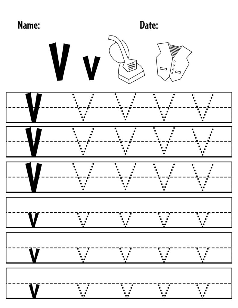 Free letter v worksheets for preschool â the hollydog blog