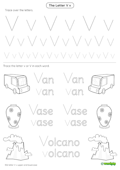 Letter v worksheet