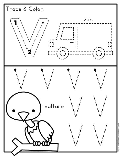 Letter v preschool printables