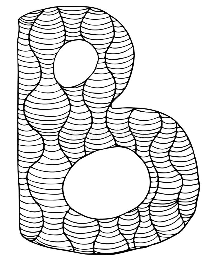 Letter of the alphabet artistically ornament with doodle patterns zentangle tribal style for adult coloring books tattoos t