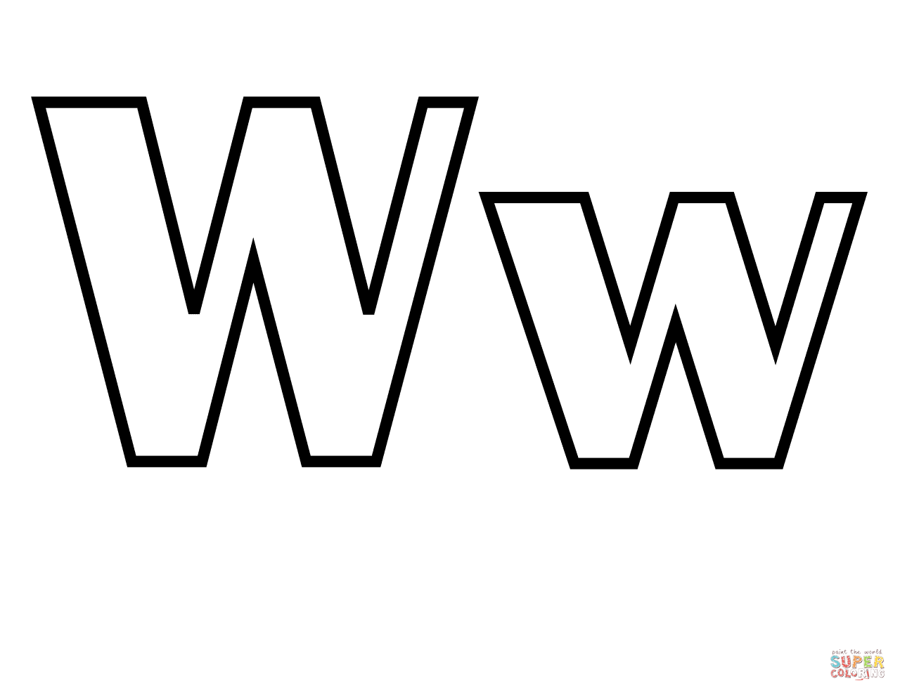 Classic letter w coloring page free printable coloring pages