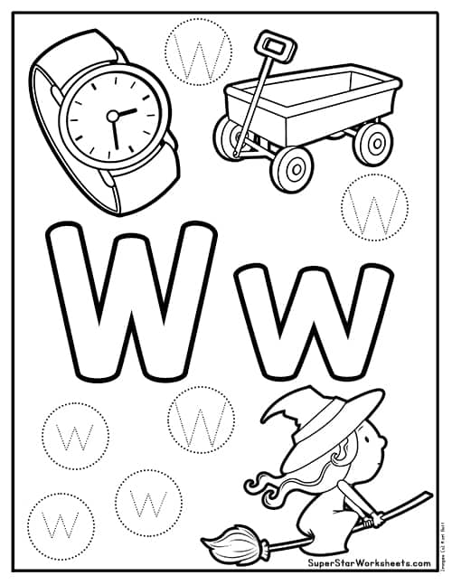 Letter w worksheets