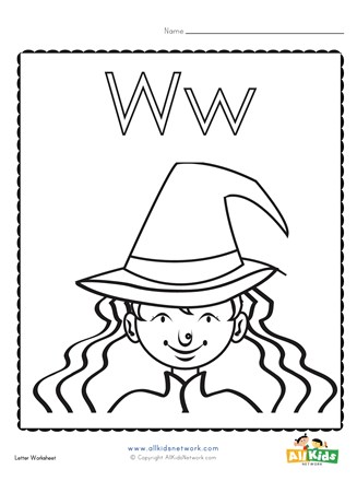 Coloring page for the letter w all kids network