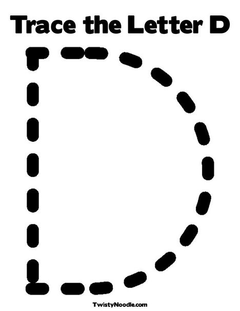 Trace the letter d coloring page from twistynoodle letter d letter d worksheet letter a coloring pages