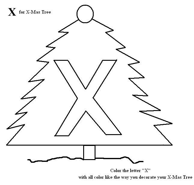 Letter x coloring printable page for kids