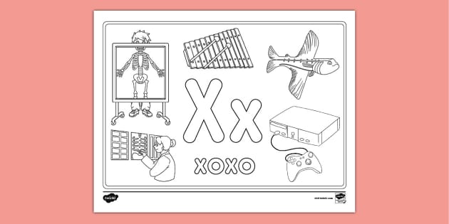 Letter x coloring page teacher made