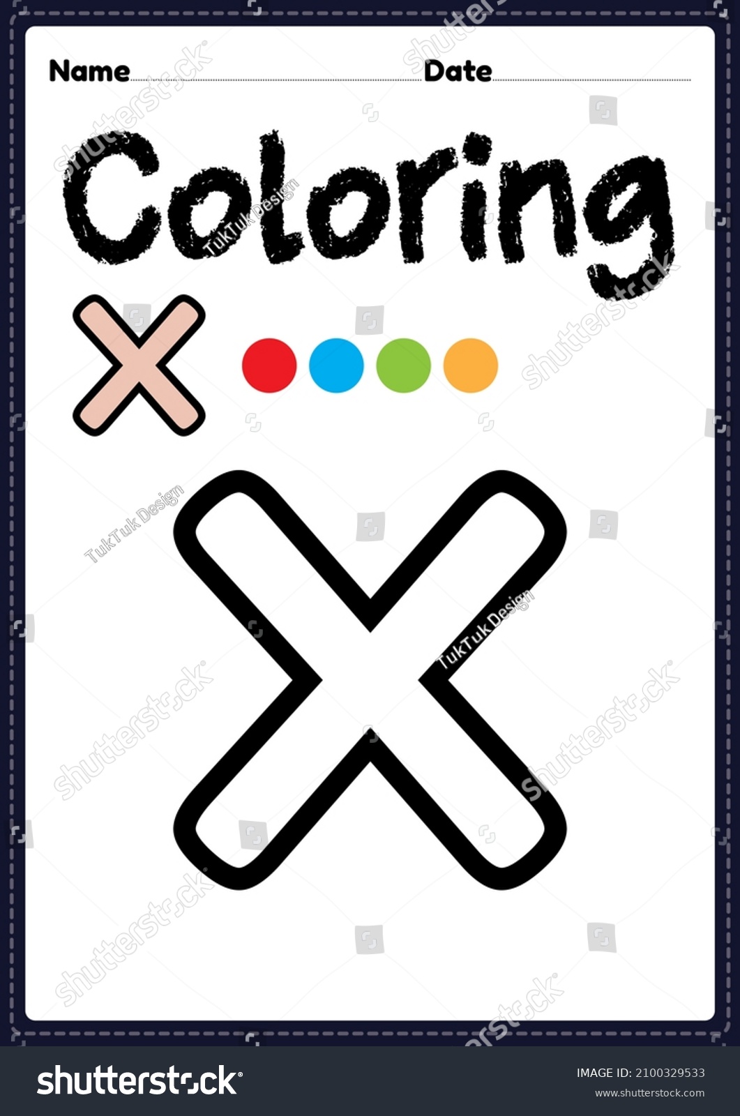 Letter x alphabet coloring page preschool stock illustration
