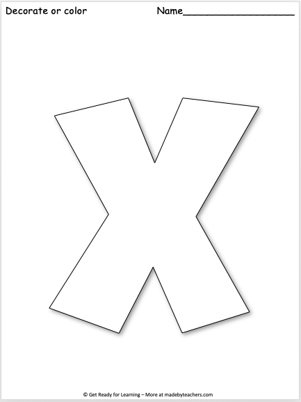 Free giant letter x worksheet