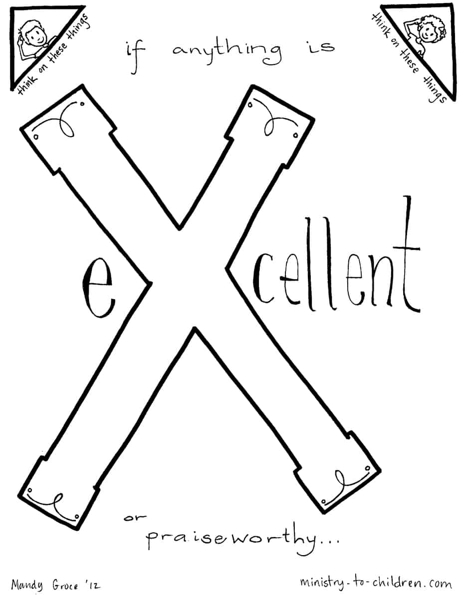 X is for excellent bible alphabet coloring page