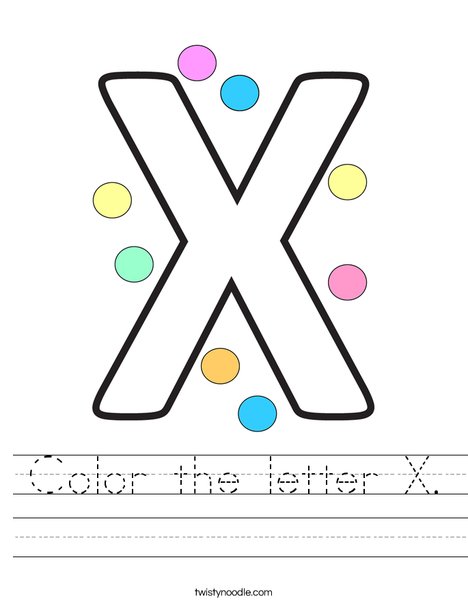 Color the letter x worksheet