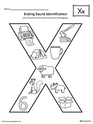 Letter x ending sound color pictures worksheet kindergarten worksheets handwriting worksheets for kids kindergarten worksheets printable