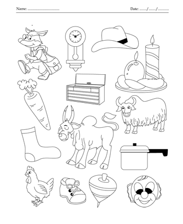 Color the picture which end with letter x printable coloring worksheet