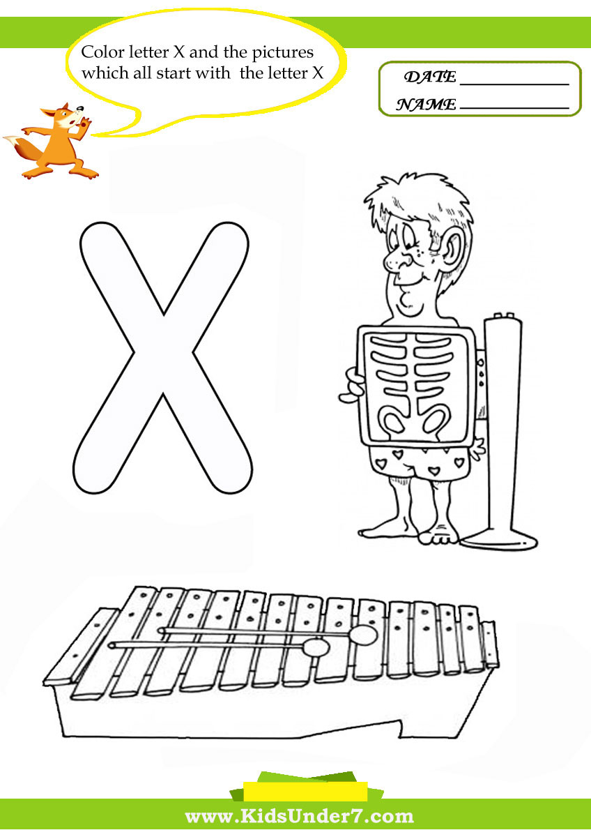 Kids under letter x worksheets and coloring pages