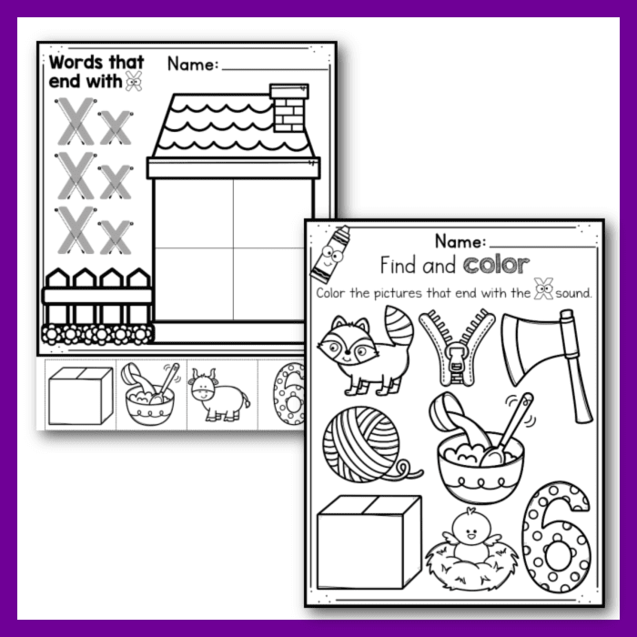 Free printable letter x alphabet worksheets for kids