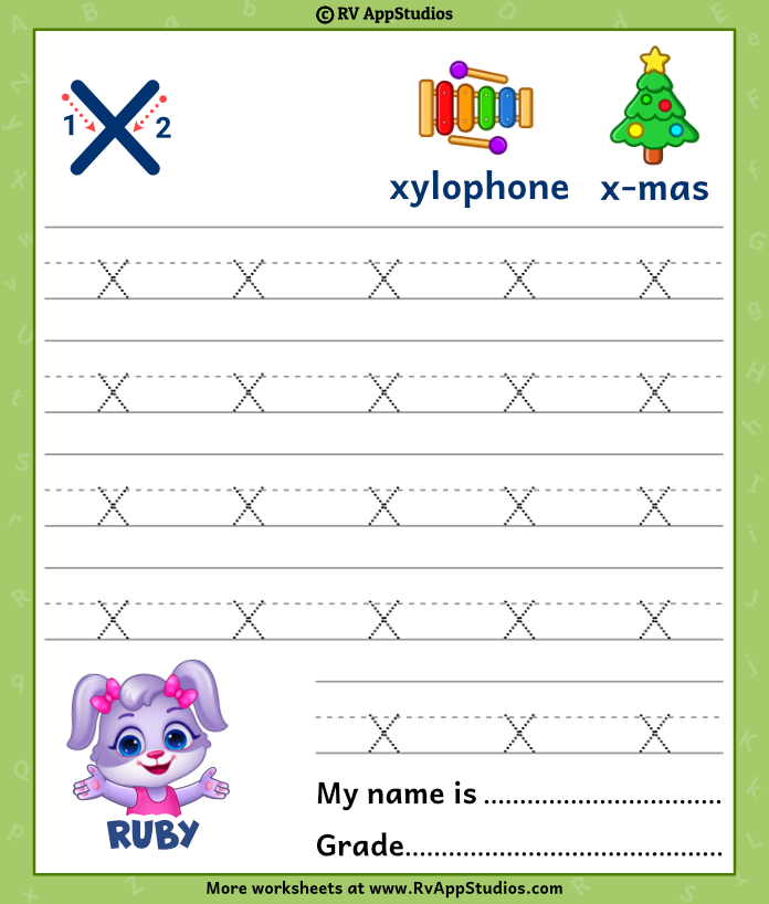 Lowercase letter x tracing worksheets trace small letter x worksheet