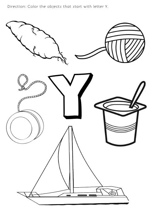 Coloring page for kids letter y ithempulethi