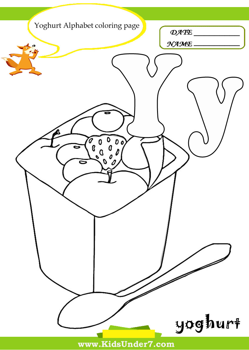 Kids under letter y worksheets and coloring pages