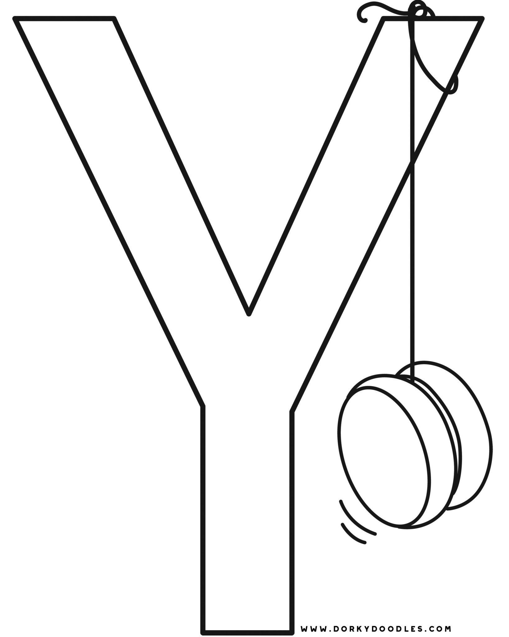 Letter y writing practice and coloring page printables â dorky doodles