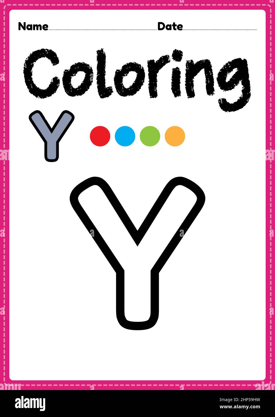 Letter y alphabet coloring page for preschool kindergarten montessori kids to learn and practice writing drawing and coloring activities to develo stock photo