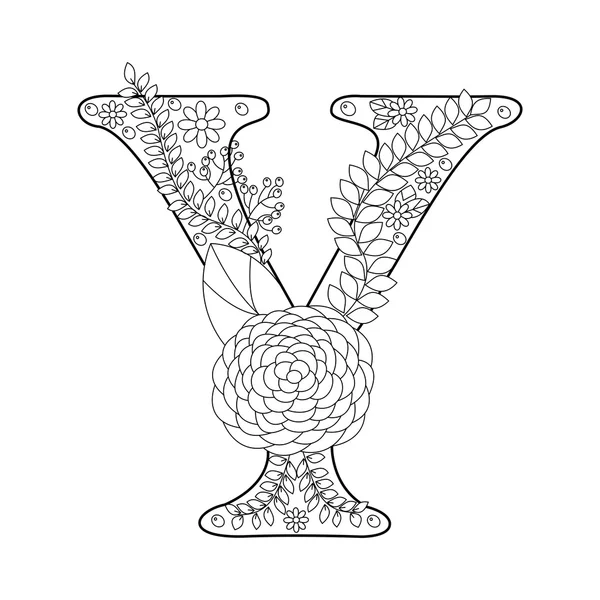 Letter y coloring book for adults vector stock vector by alexanderpokusay