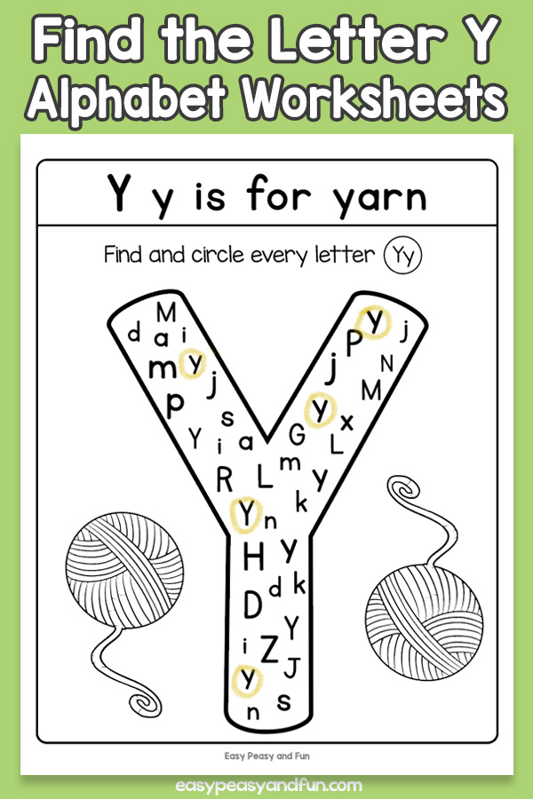 Find the letter y worksheets â easy peasy and fun hip