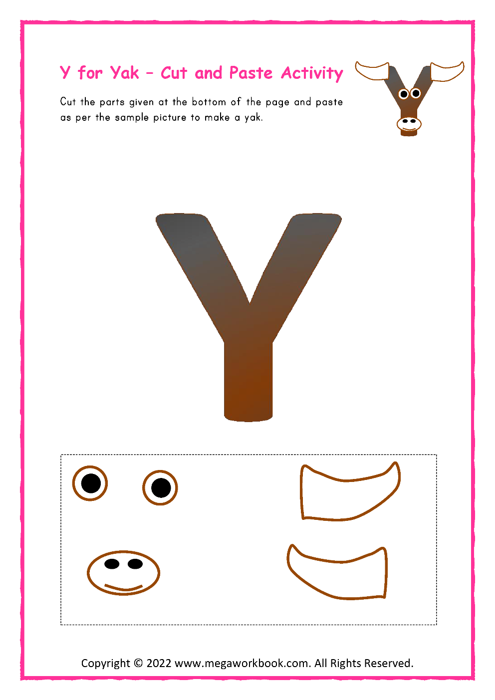Letter y worksheets for kindergarten