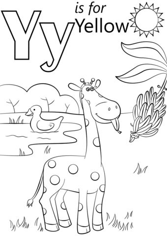 Letter y is for yellow coloring page from letter y category select from printable crafts oâ preschool coloring pages preschool letters abc coloring pages