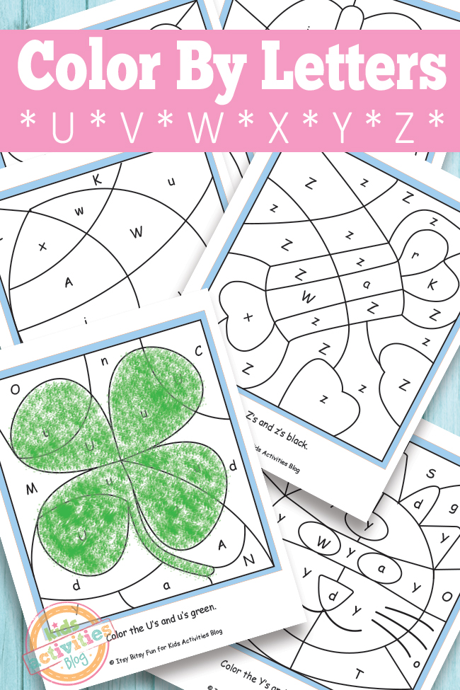 Easy color by letter worksheets for letters u v w x y z kids activities blog