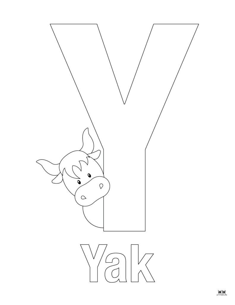 Letter y coloring pages