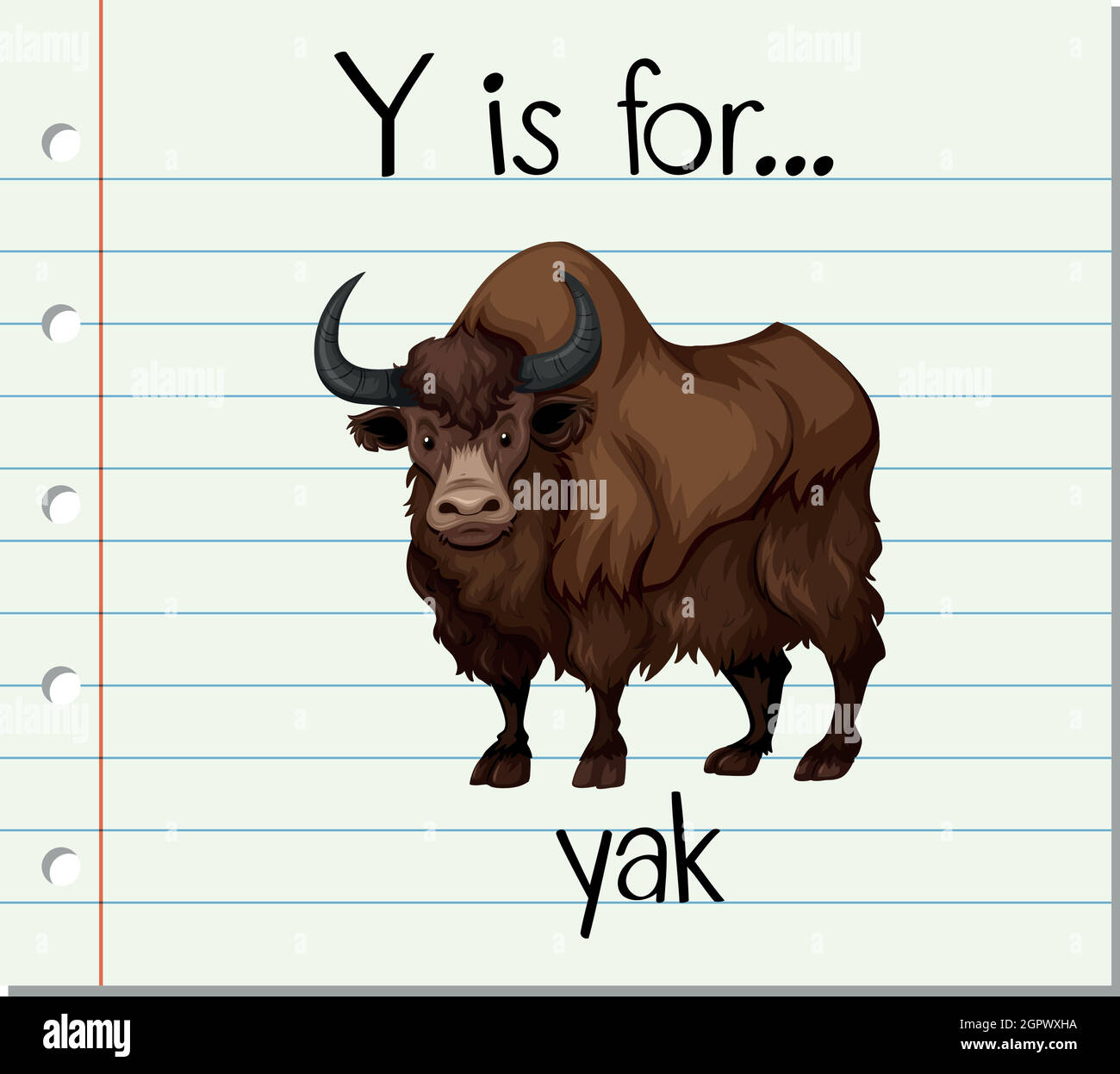 Flashcard letter y is for yak stock vector image art