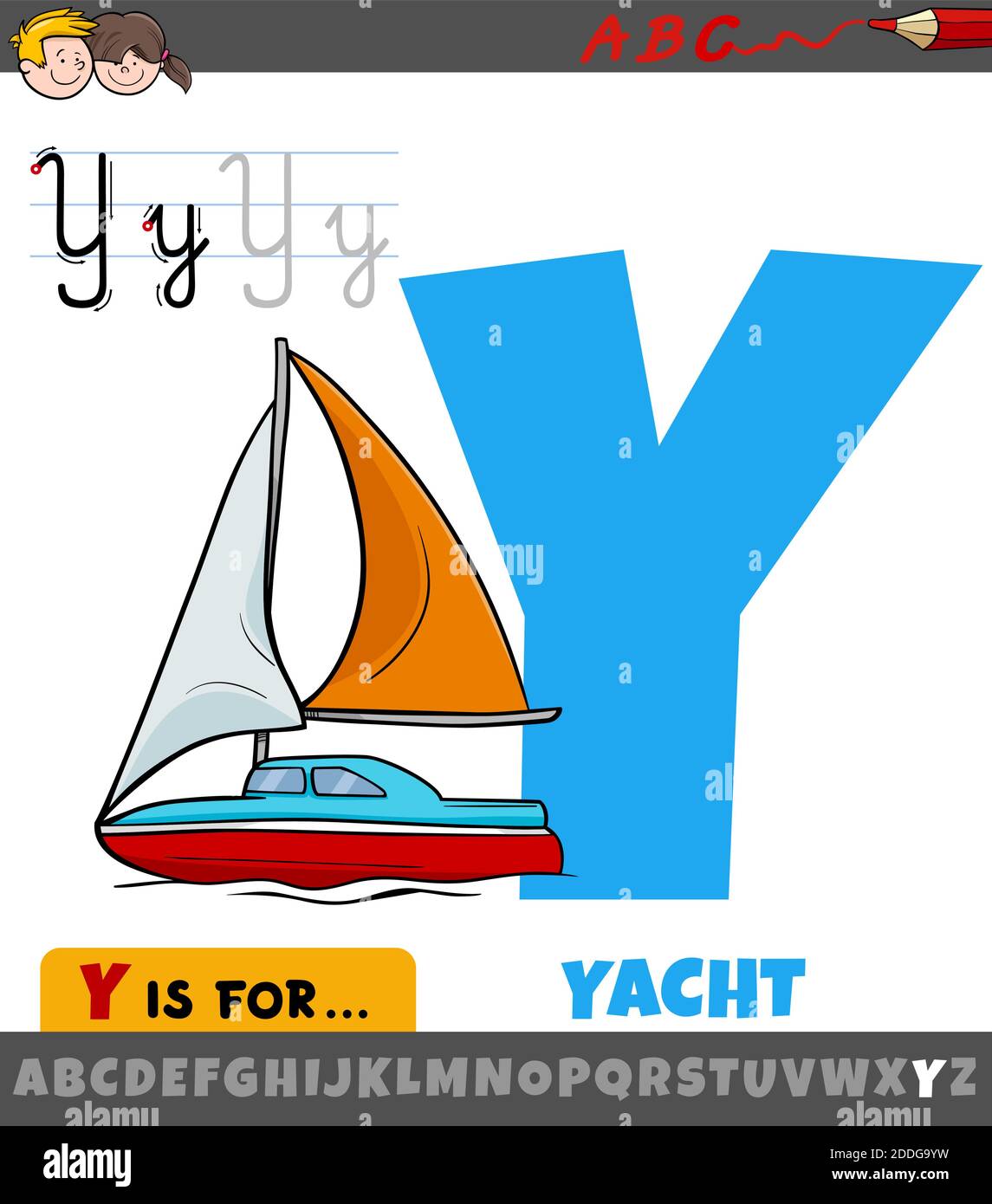 Cartoon alphabet letter y hi