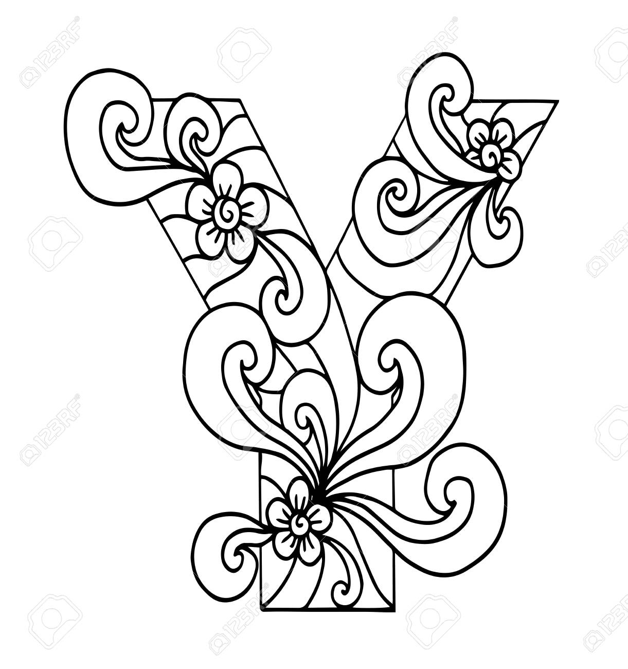 Letter y in doodle style hand drawn sketch font vector illustration for coloring page royalty free svg cliparts vectors and stock illustration image