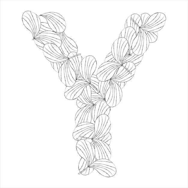 Premium vector hand drawn capital letter y in black coloring sheet for adults