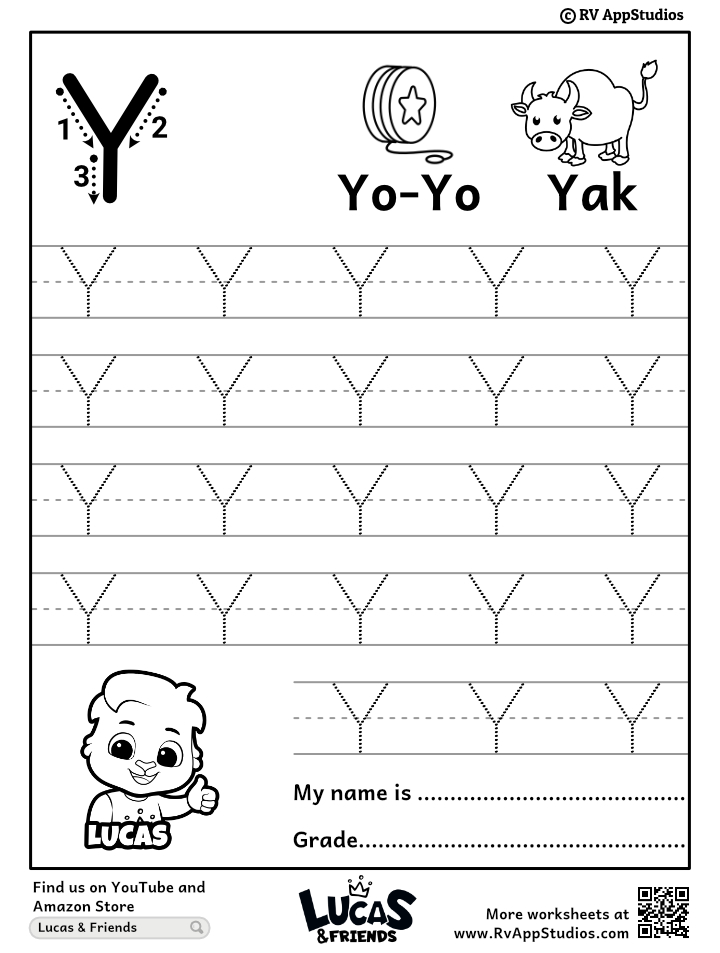 Capital letter y tracing worksheet trace uppercase letter y