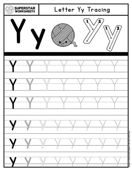 Letter y worksheets
