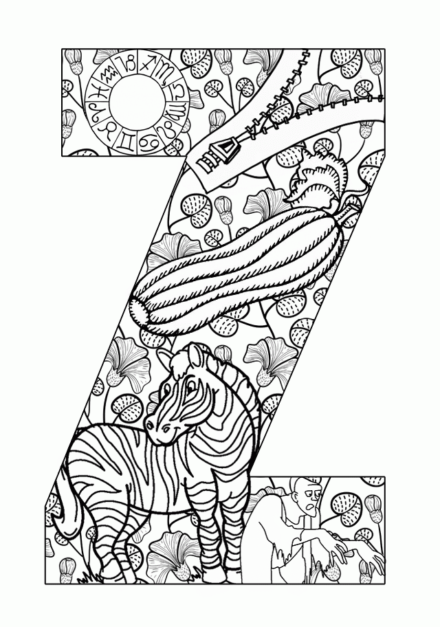 Letter z coloring pages printable for free download