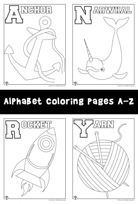 Alphabet coloring pages set a