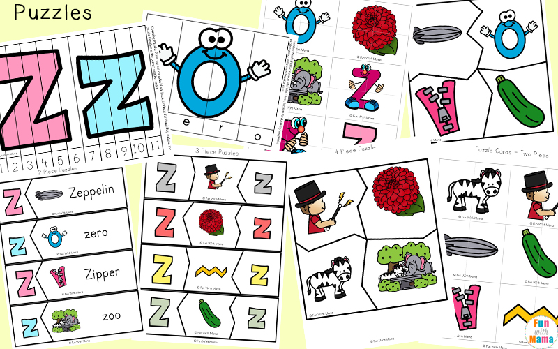 Letter z worksheets for preschool kindergarten