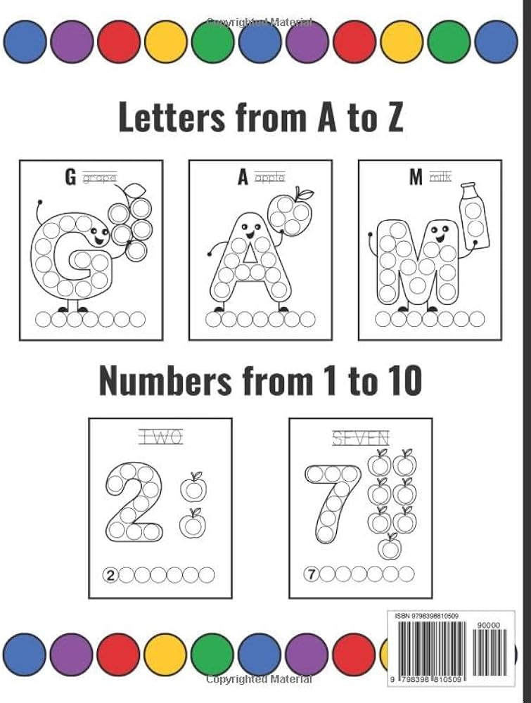 Dot art workbook for kids do a dot alphabet letters and numbers worksheets dot marker preschool activity learning book dot paint coloring pages riviolet andrea libros